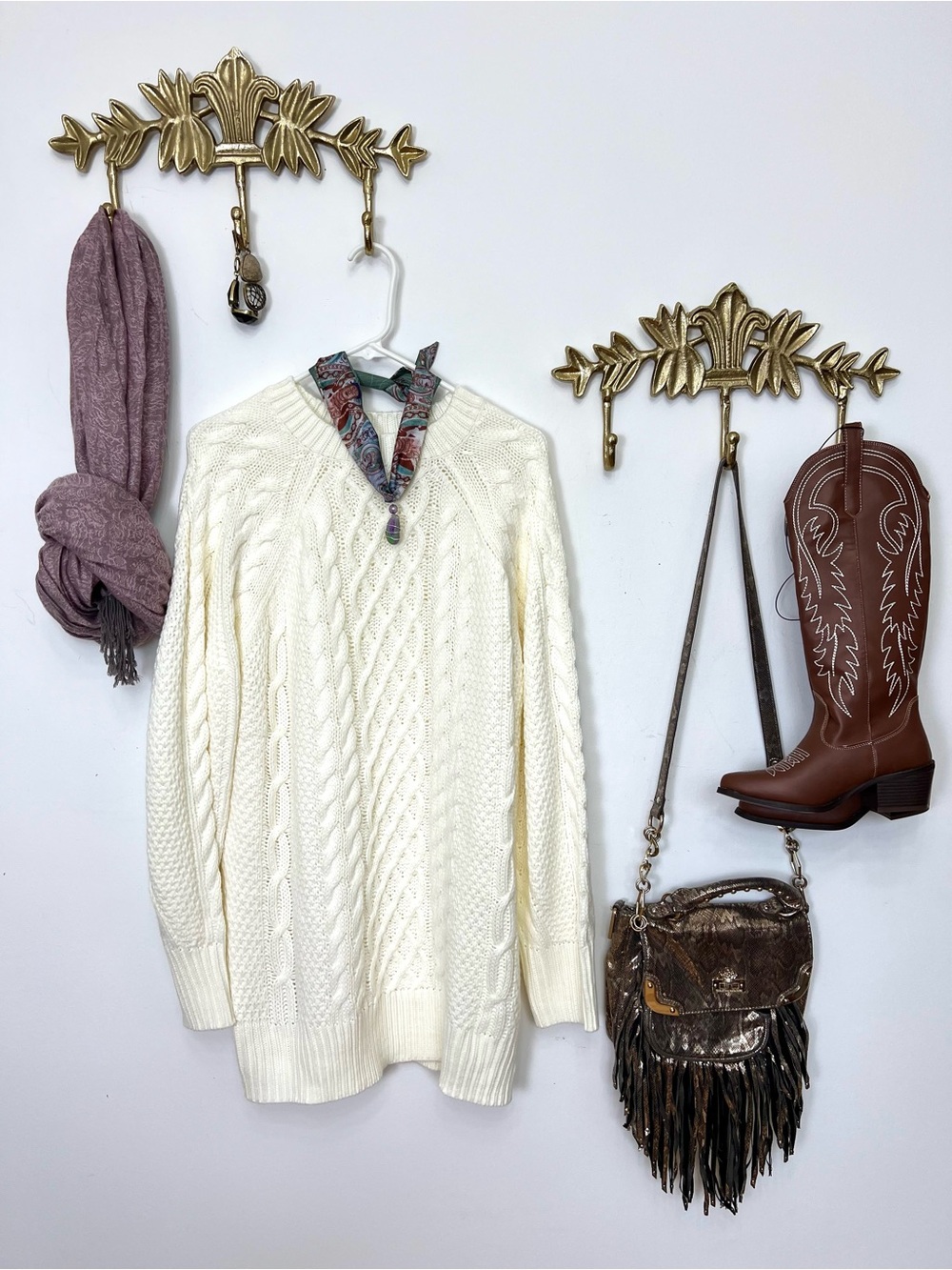 🆕Cream ivory cable knit sweater Xl ptp 25” l 34”